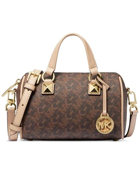 michael kors grayson signature brown small|Grayson Small Empire Signature Logo Duffel Crossbody Bag.